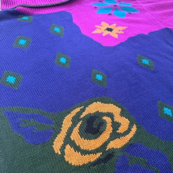 VTG Plain Jane by Sweet Baby Jane Purple, Pink and Green Knit Sweater Dress Sz M - Picture 5 of 10